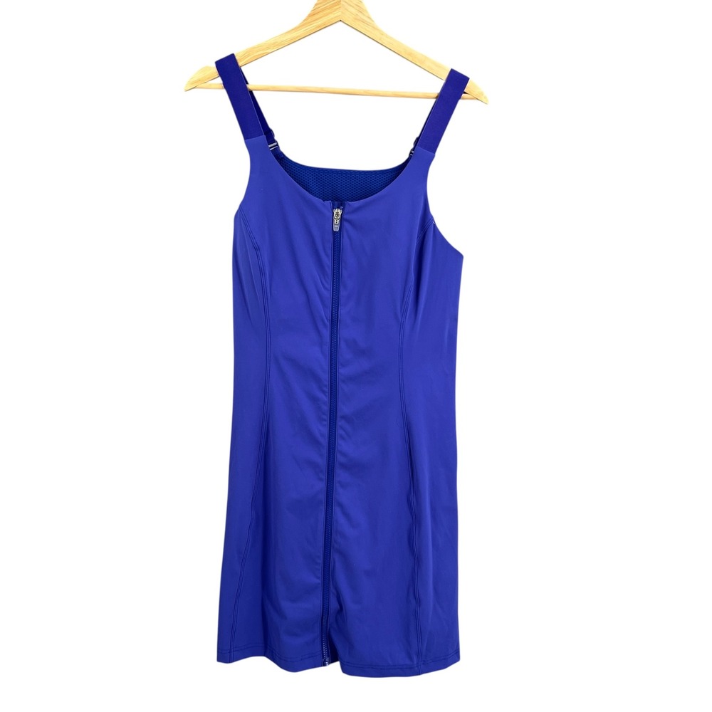 Outdoor Voices‎ Court Dress L/XL DD Cup Blue Tennis Pickleball Zip Built-in Bra